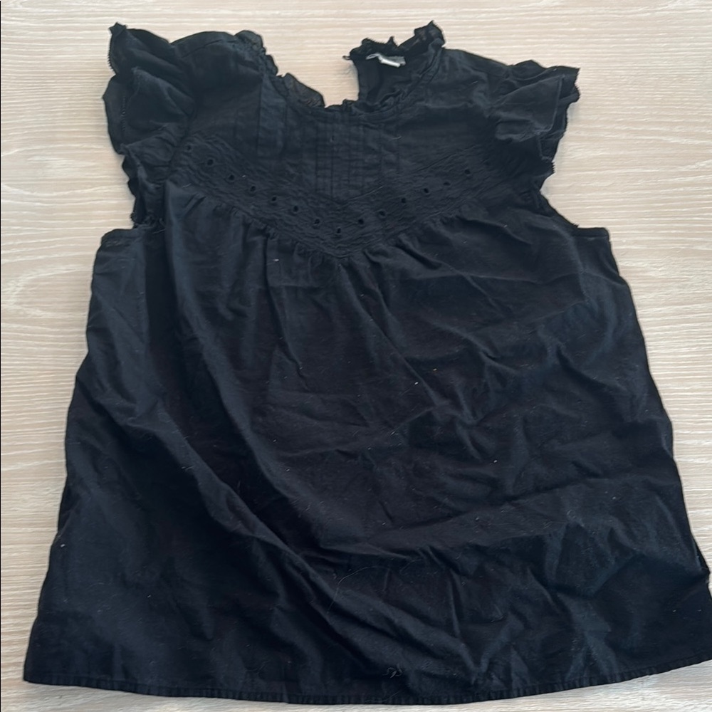 J. Crew Elegant Black Eyelet Top